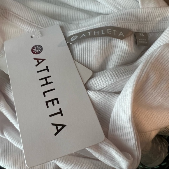NWT Athleta Modal Rib Crop White Tank Top - Picture 3 of 7